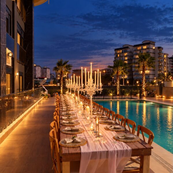 Antalya Ahşap Masa ve Markiz Sandalye Dolce Vita Organizasyon