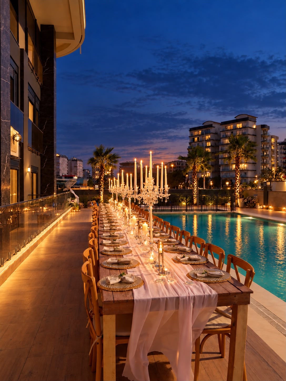 Antalya Ahşap Masa ve Markiz Sandalye Dolce Vita Organizasyon